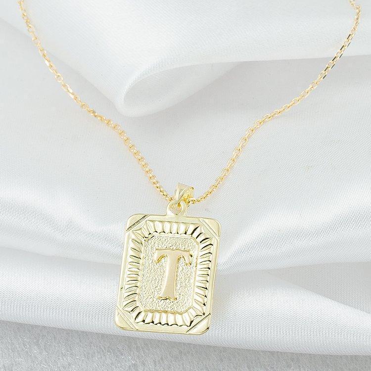 

Chains Square Case Gold Necklace (All Letters)