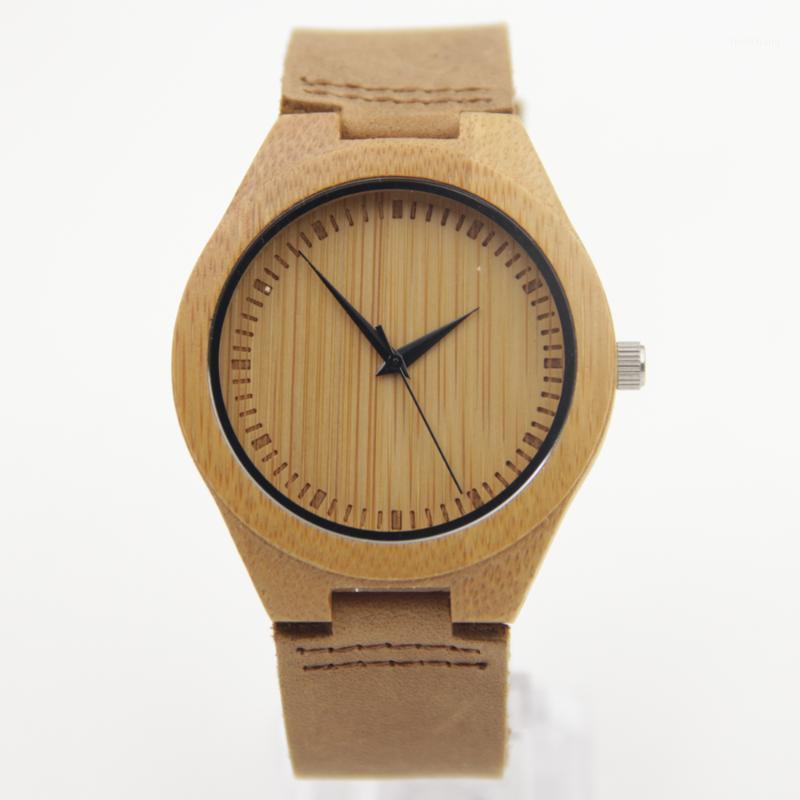 

Wristwatches Arrival Japanese Miyota 2035 Movement Genuine Leather Bamboo Wooden Watches For Men And Women Christmas Gifts, Brown men