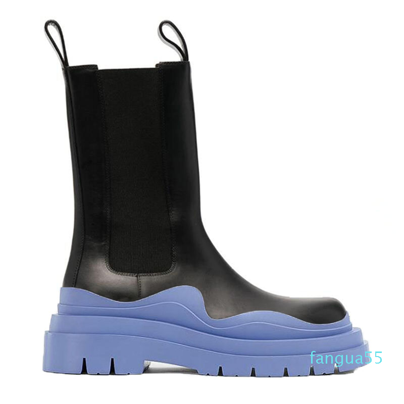 

Designer 2021 Man PINK Sole Bottega boot fashion luxury Tire Leather Chelsea booties Men platform chunky shoes lady Knight High-boots, Black