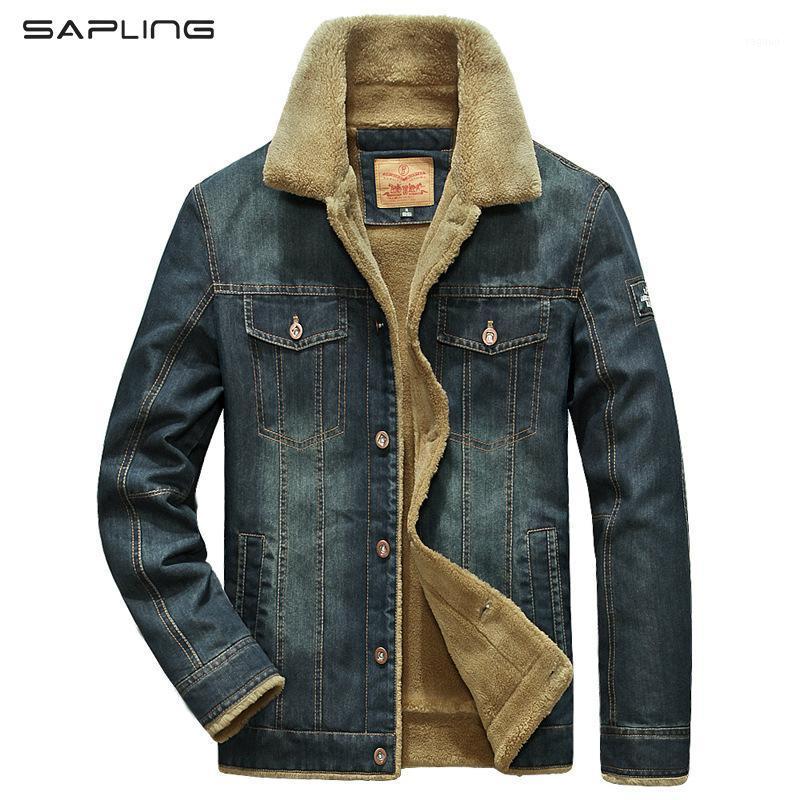 

Men's Jackets Autumn Winter Denim Jacket Windbreaker Fleece Thick Warm Outwear Jean Coat Male Plus Velvet Cowboys Clothing -5XL, Light blue