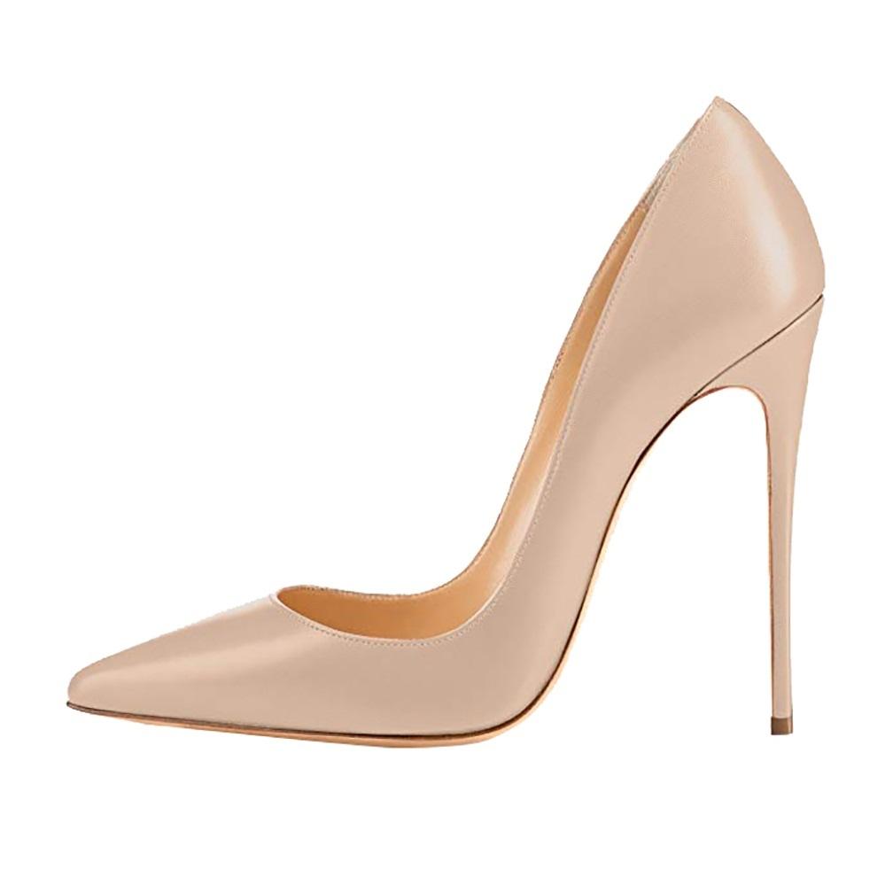 

Ladies Handmade High Heels Pumps Nude Matte Leather Stiletto Shoes Pointed-toe Slip-on Evening Party Prom Fashion Women Dress Shoe 12cm 10cm 8cm size 33-45, Heel 12cm