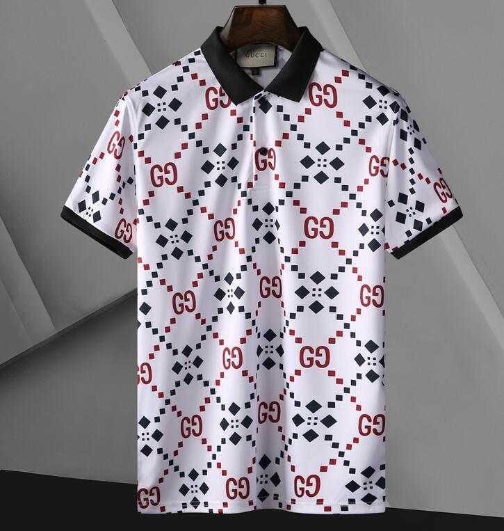 

Short sleeve t-shirt men's summer new plain cotton printed polo shirt half sleeve Lapel men's wear, White;black