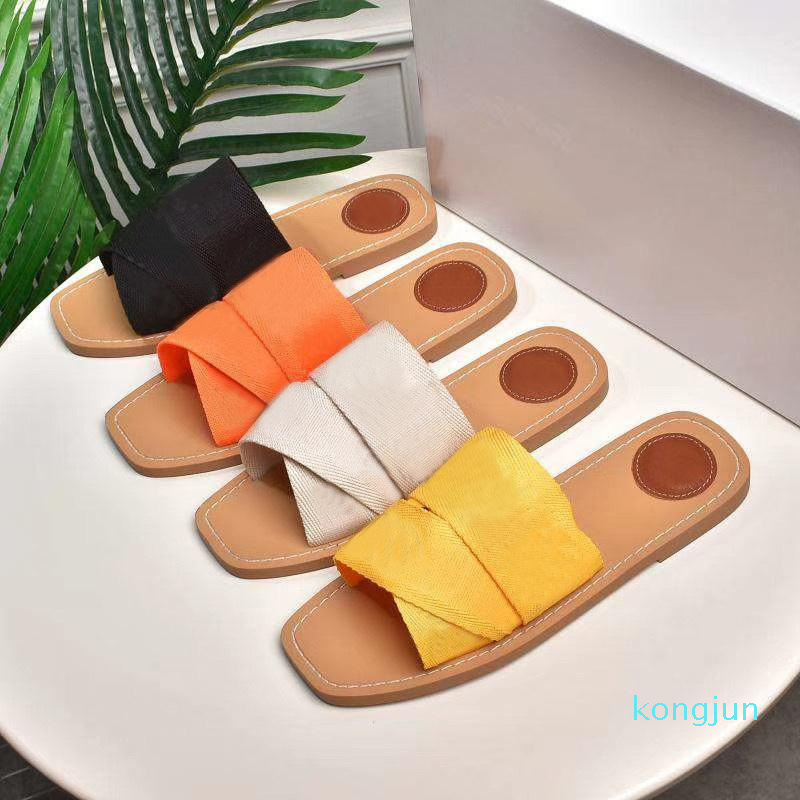 

Designer- Women Woody Mules Slippers Canvas Cross Woven Sandals Summer Outdoor Peep Toe Casual Slipper Shoes