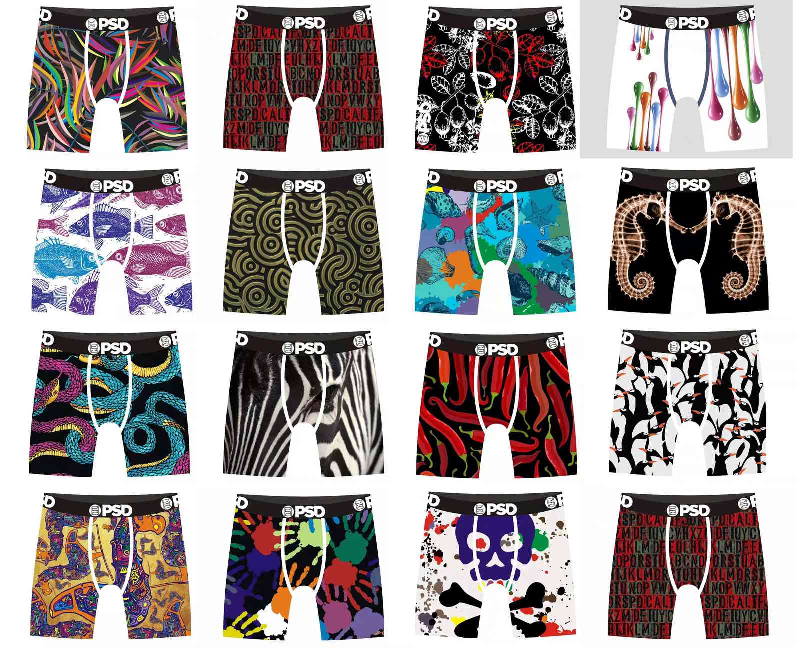 

Promotion! PSD underwear men's neutral boxers breif mode sports hip hop rock consumer underwear skateboard street fashion elastic Leggings, Black;white