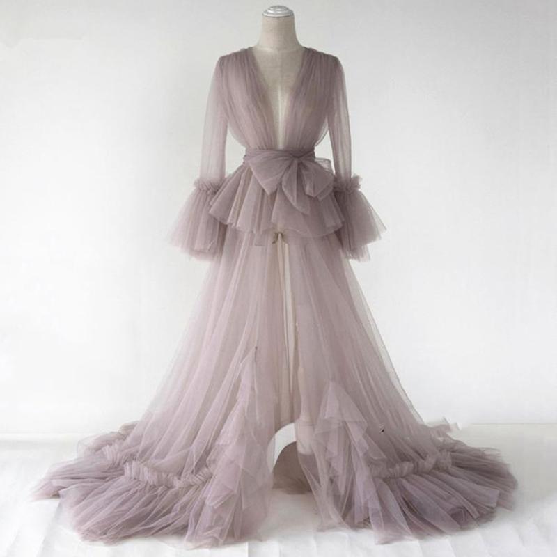 

Real Image See Through Maternity Robe Women Dress Gowns Sheer Long Pregnant Robes Po Shoot Custom Made Casual Dresses, Black