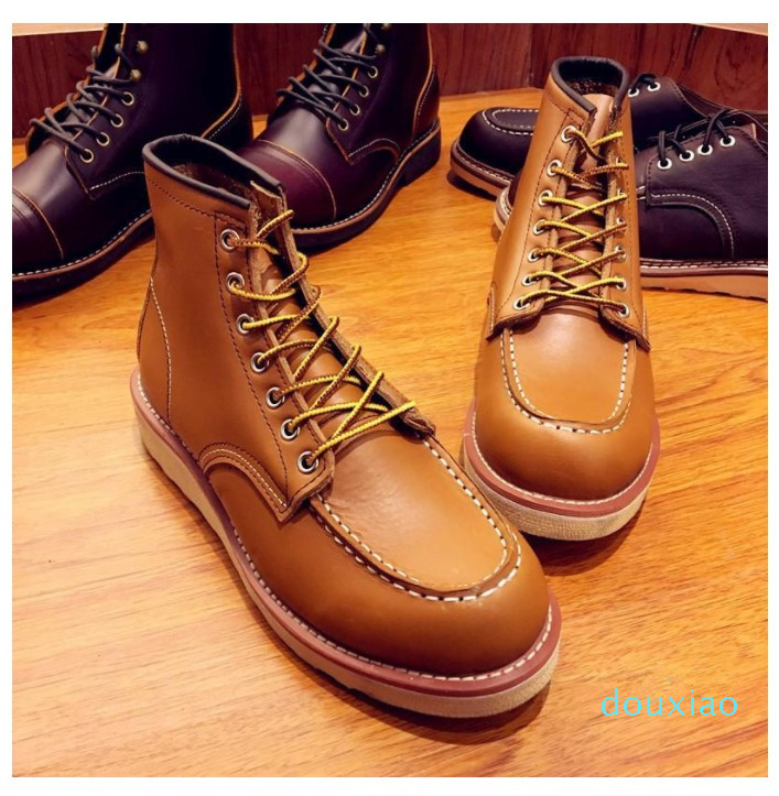 

sale mens boots spring red ankle boots man wing warm outdoor work cowboy motorcycle heel 2021, Style :1