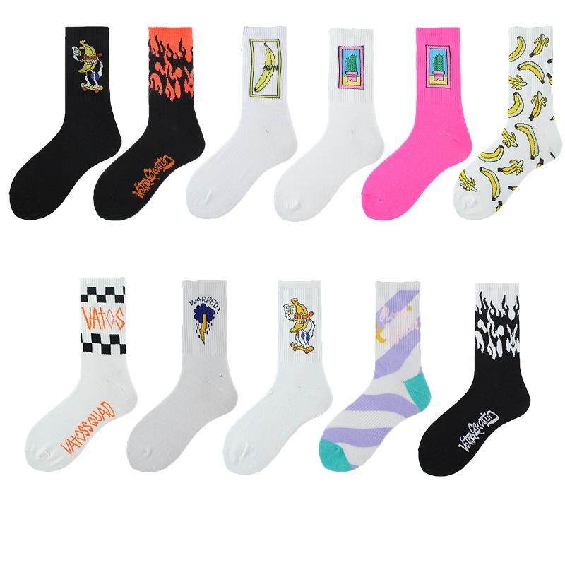 

Men's Socks 1 Pair And Women's Autumn Breathable Middle Tube Tide Net Red Street Long, Black