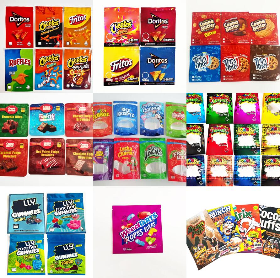 

600mg Cheetos Maylar bag DORITOS Cheese Gummi Dank Worm Edibles Canna butter Ahoy Trips Cook Lucky Charms Cereal Bags