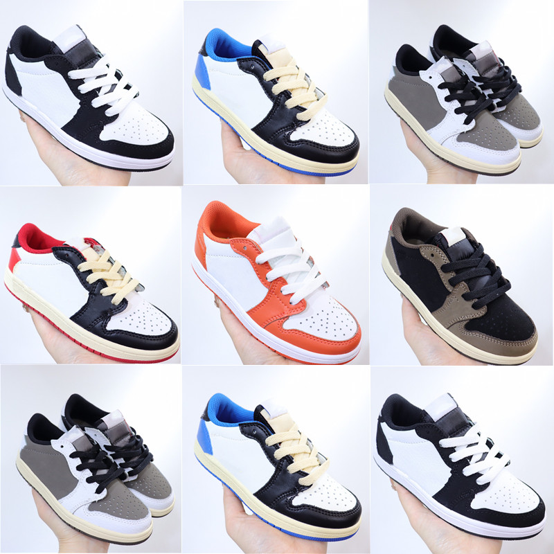 

1S TD Basketball Shoes Jackboy Fragment Design Toddler Sneakers Low TS Travi Scot Dark Mocha Big Boys and Girls Trainers