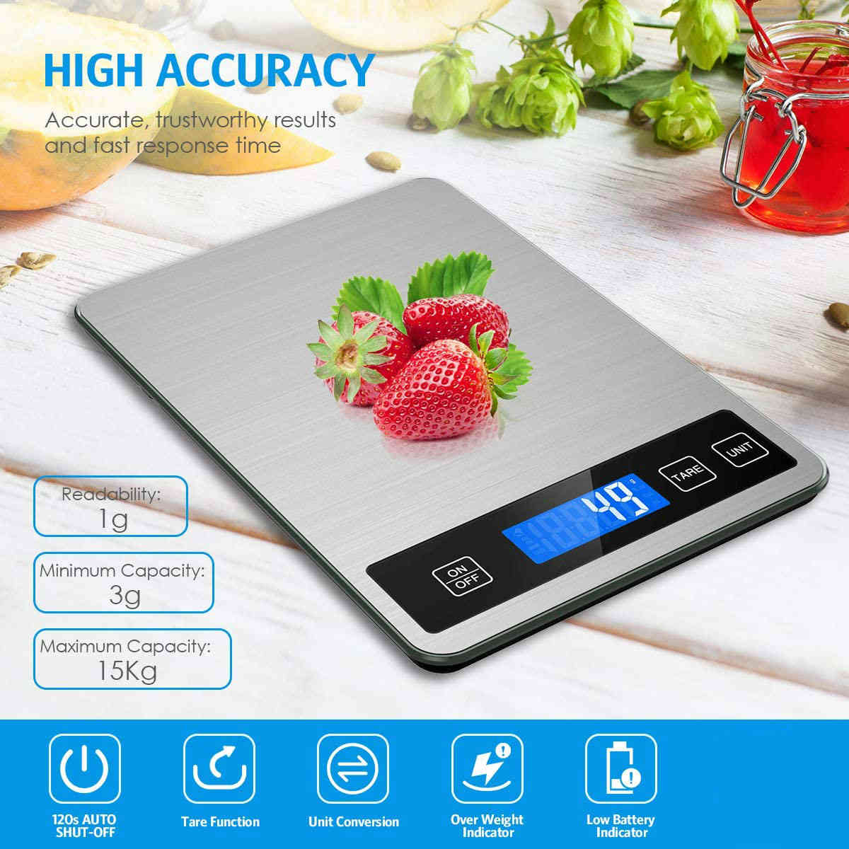 Exact high stainless steel scale of the multi-function back-lit lcd to cook the scale 1g-15kg cookery-image-693353601