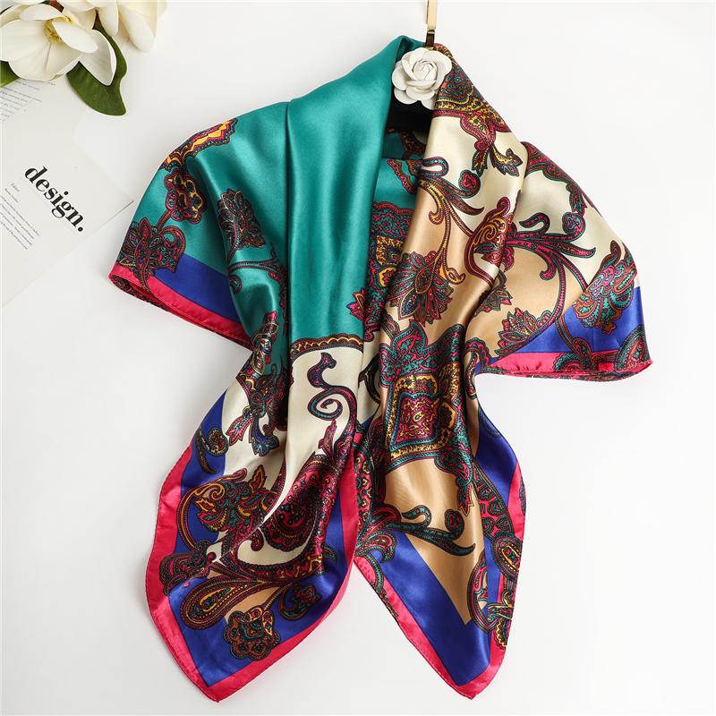

Scarves 2021 Shawls Women Luxury Headband Female Large Hijab Vintage Neckerchief Square Bandana Summer Spring