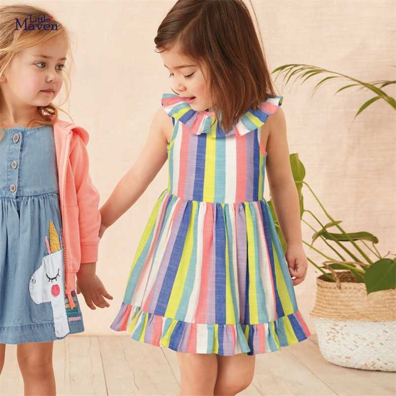 

Little maven Dress Rainbow Colorful Girls Party Dresses for Kids Clothes Cotton Toddler Princess Vestido 211109, S0771 same photo
