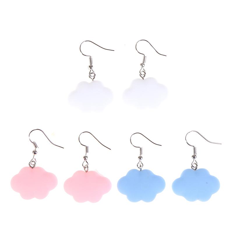 

Charms 2Pcs/set Cute White Cloud Stud Earrings Pink Blue Color Clouds Girls Ear Jewelry Gift, Bronze;silver