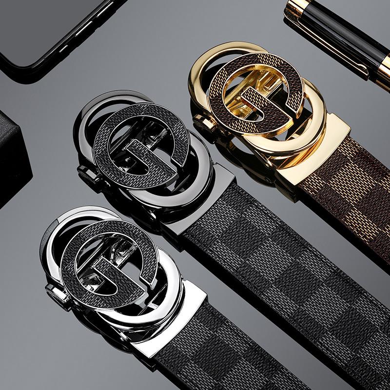 

Belts 2021 Business Casual Luxury Belt Men Top Quality Genuine Leather For Male Metal Automatic Buckle Men's Fashion, Black;brown