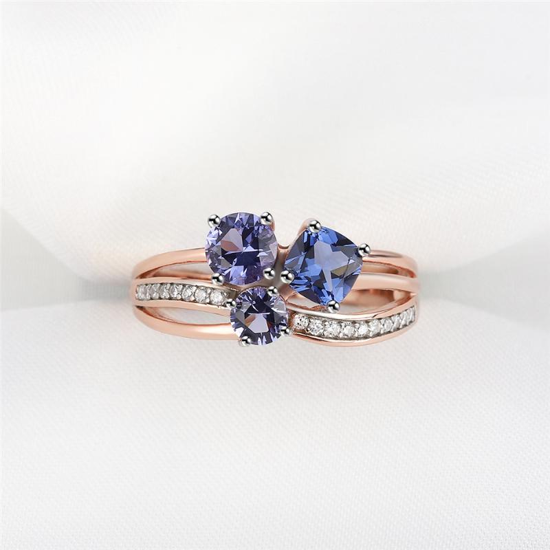 

Cluster Rings 925 Sterling Silver For Women Gemstone Tanzanite Rose Gold Plated Delicate Luxury Fine Jewelry Unusual 2021 Trendy Gifts, Golden;silver