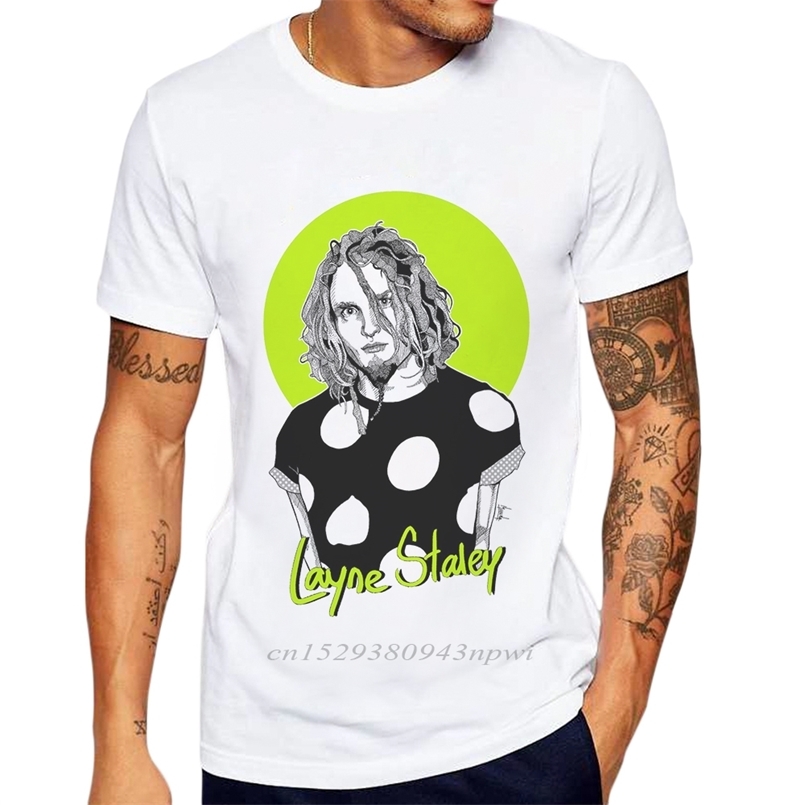 

Rock Band Men T-Shirt Star Character Short Sleeve T Shirt Layne Staley Printed 100% Cotton Tops Cool Tee Shirts Blusa Masculina 210420, White;black