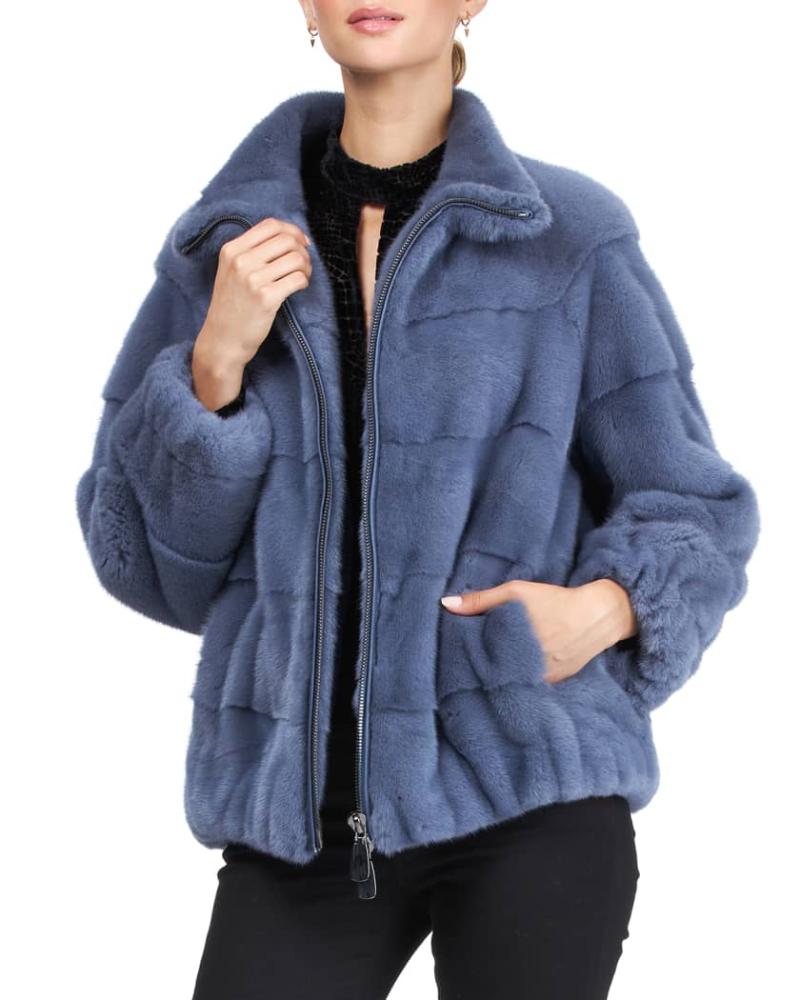 

Women's Fur & Faux Winter 100% Ladies Real Mink Coat High Quality Stand-up Collar Fashion Casual Warm, Black