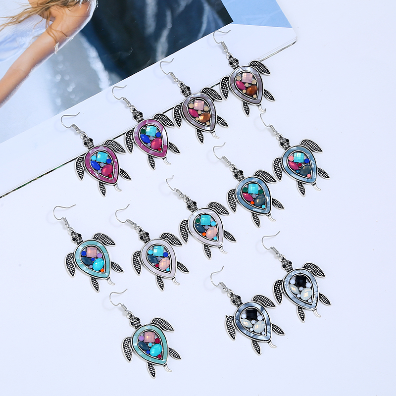 

Animal Shape Long Earrings Crystal Rhinestone Tortoise Drop Woman Jewelry Dangle & Chandelier