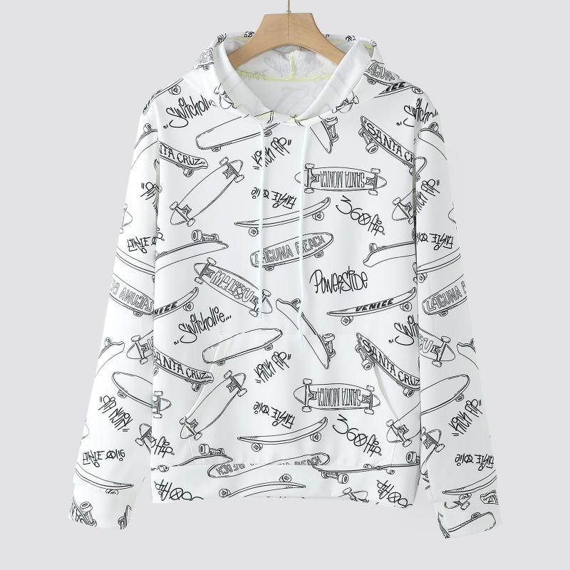 

Men's Hoodies & Sweatshirts Letter Print Printed Harajuku Men Long Sleeve Sweatshirt Pullover Fashion Oversized Streetwear Sudadera Felpa Mo, White