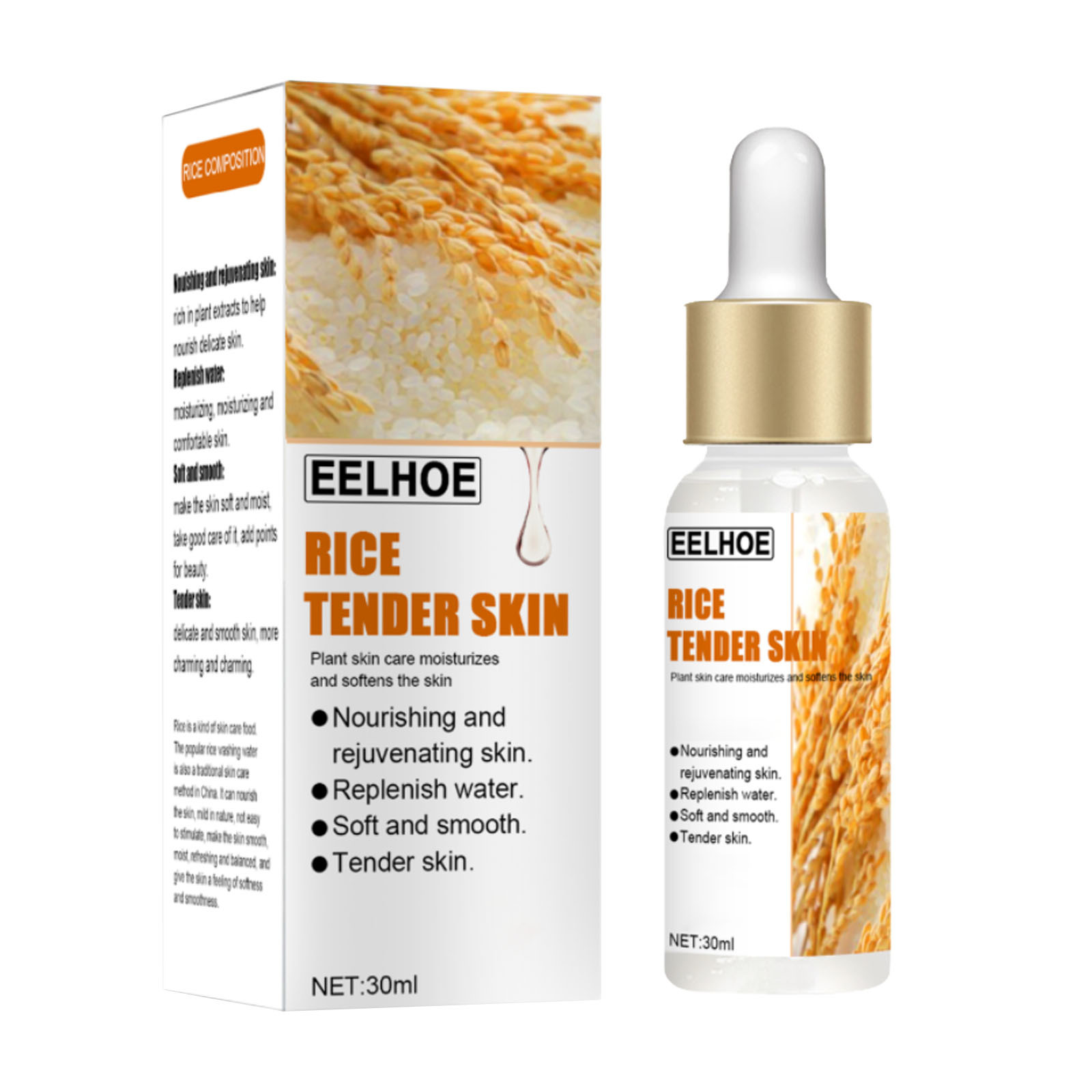 Free freight EELHOE OEM ODM Natural rice essence serum moisturizing and brightening skin original solution-image-749832043