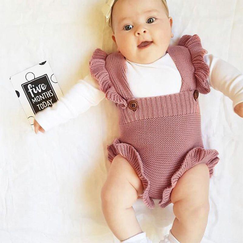 

Infant Born Baby Girls Boys Jumpsuit Ruffle Crochet Warm Knit Sweater Romper Bodysuit Clothes Casual Jumpsuits Outfit Rompers, Yellow