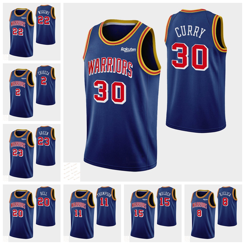 

Golden StateWarriorsMEN Stephen Klay Thompson Green Otto Porter Jr. Chris Chiozza Nemanja Bjelica Curry 2021 Basketball 75th Ann, White;black