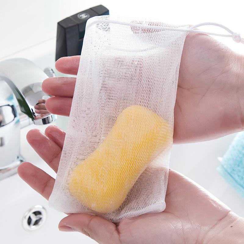 

9x12cm Exfoliating Mesh Soap Pouch Bubble Foam Net Bath Scrubber Sack Saver Drawstring Holder Bags