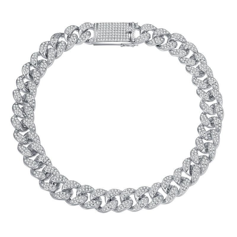 

Iced Out Necklaces Rhinestones 10MM 18MM Gold Silver Gold Chain Cuban Chain CZ Luxury Necklaces For Men Hip Hop Jewelry Gift X0509