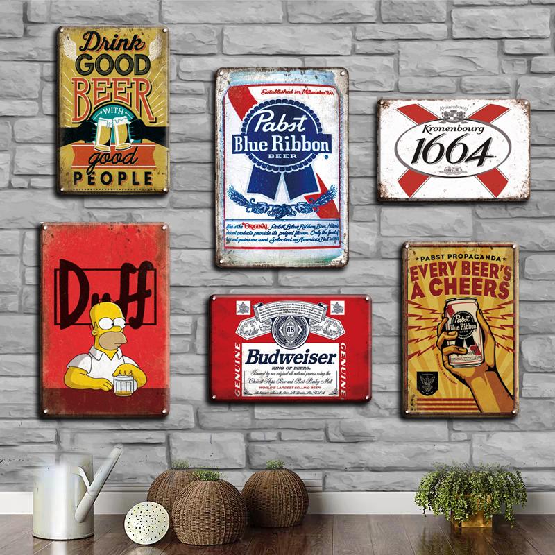 

2021 Vintage Beer Poster Metal Tin Sign Retro Corona Wall Sticker Decorative Plaques Shabby Chic Pub Bar Home Decoration Plates Size 20X30cm