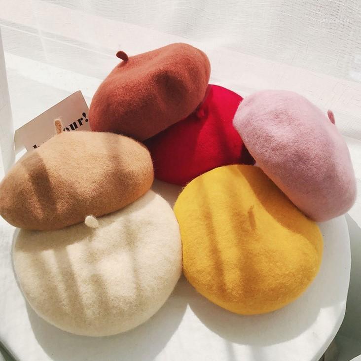 

Berets Women's Winter Warm Thick Wool Beret Solid Color Hat Gorras Boinas Para Mujer Woolen Painter, Yellow