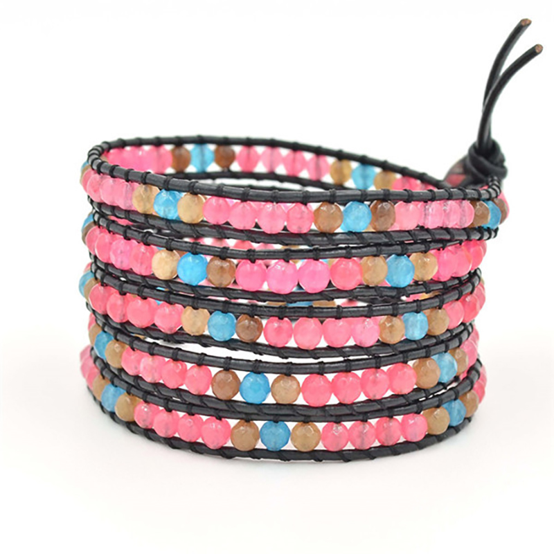 

Girls Bohemian Style Strands Bracelets Fashion Multilayer Colorful Stone Beads Jewelry