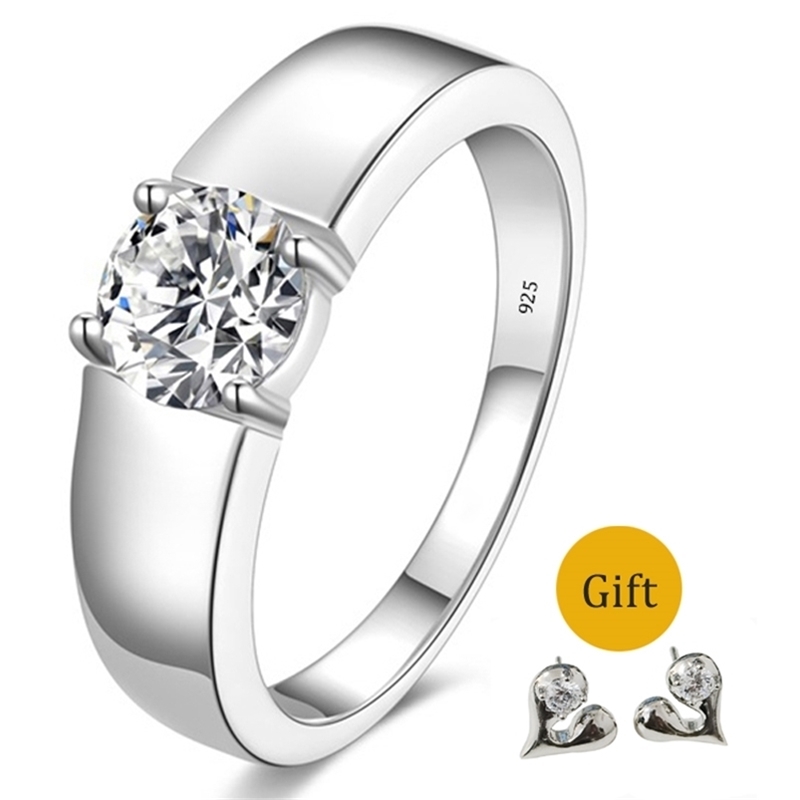 

MeiBaPJ 0.5/1/2 Carats Gemstone Fashion Diamond Ring D Color VVS 925 Sterling Silver Fine Wedding Jewelry for Women 210701