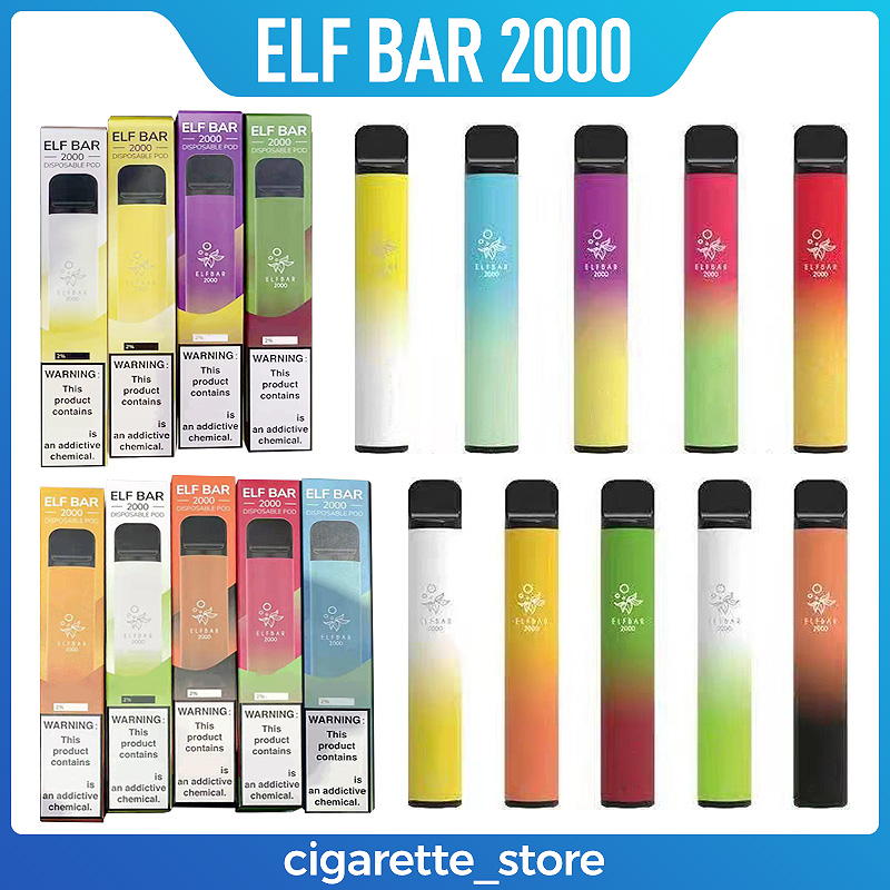 

Newest Elf Bar 2000Puffs Disposable E cigarette Vape Pen 5.5ml Prefilled Cartridge Pod Device 950mAh Battey Vaporizer elfbar bc 4000 vapes E