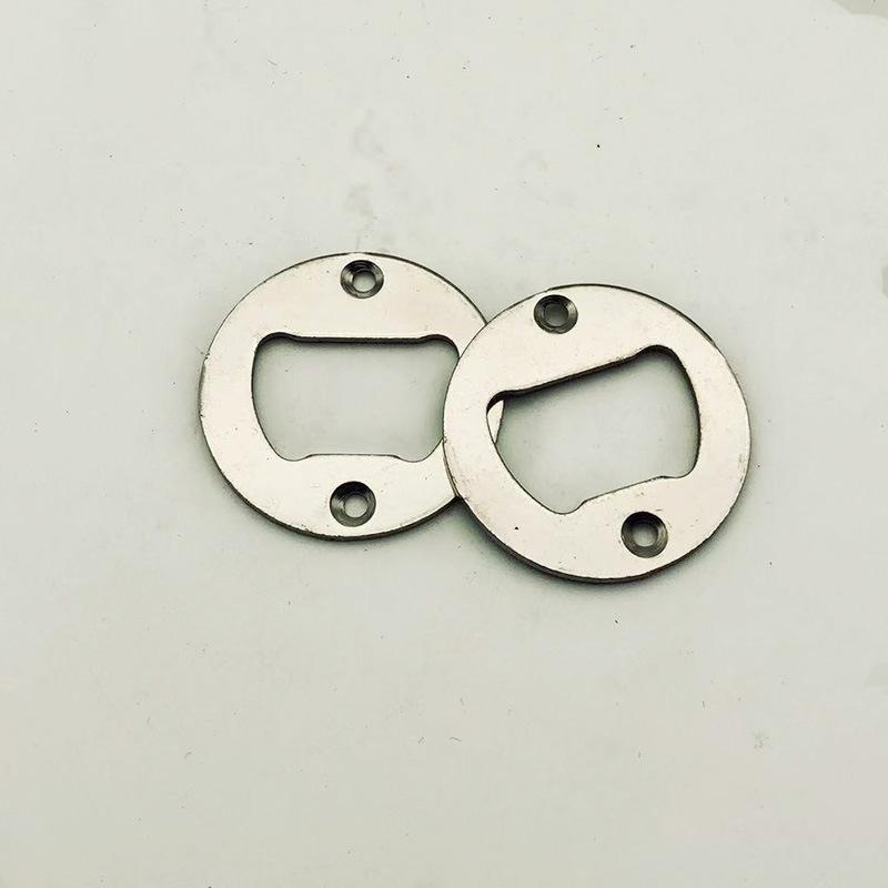 

Stainless Steel Bottle Opener Part With Countersunk Holes Round Custom Shaped Metal Strong Polished BottleOpener Insert WLL-WQ580