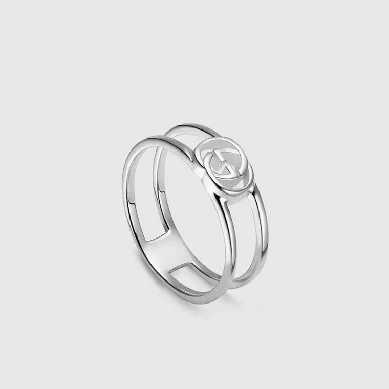 

Gujia Interlocking Double g Hollow Out Ring Men's and Women's Bare Body Small Fashion Simple Couple Jewelry, Golden;silver