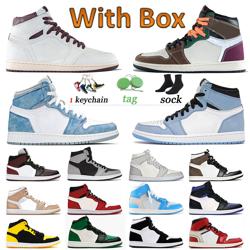 

2021 Newest Air Jorden Jumpman 1 1s Mid Basketball Shoes Men Women University Blue Off High OG Hand Crafted Sports Sneakers Trainers Jodan Burgundy Crush White, # mid grey onyx 36-45 130