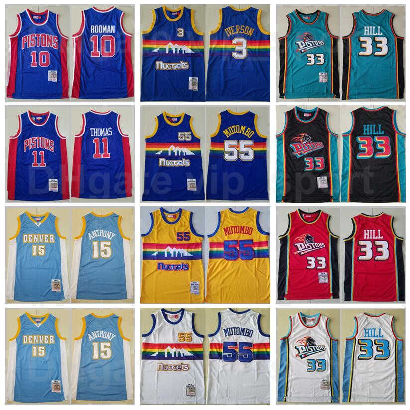 

Mitchell and Ness Vintage Basketball Carmelo Anthony Jersey 15 Allen Iverson 3 Isiah Thomas 11 Dennis Rodman 10 Grant Hill 33 Dikembe, 33 green