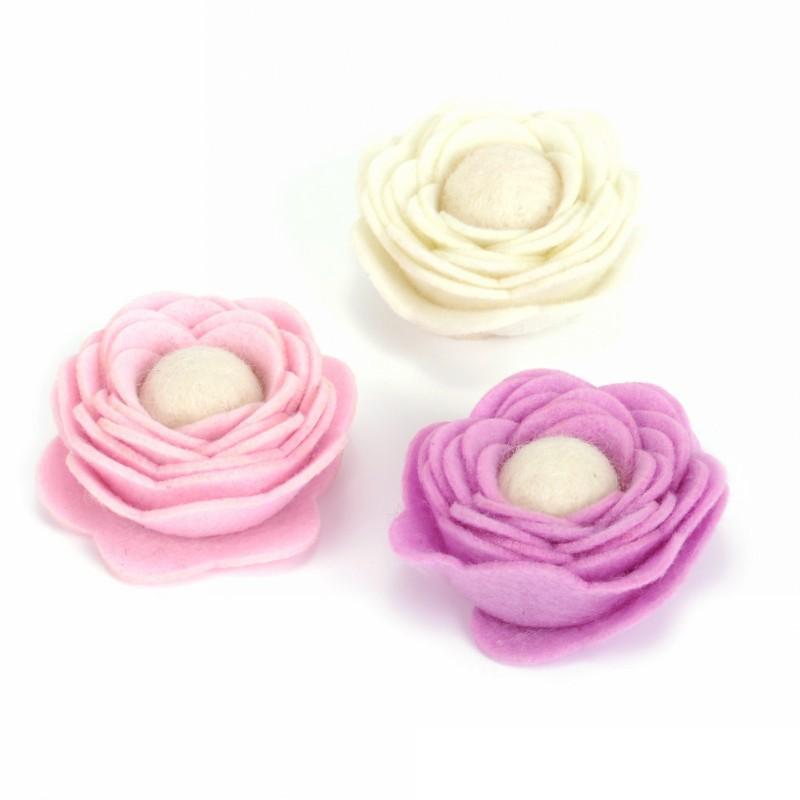 

2021 Handmade 2inch Felt Rosette Flowers Wool Felt Balls Without Hair Clips DIY Crafting Baby Headband Accessory 20pcs/lot, Multi-color