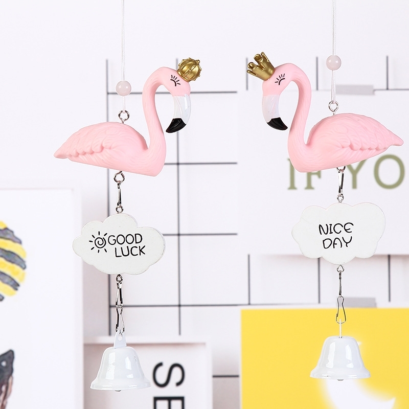 

Ins Flamingo wind chime pink girl heart dream catcher Creative Home Decoration car pendant couple
