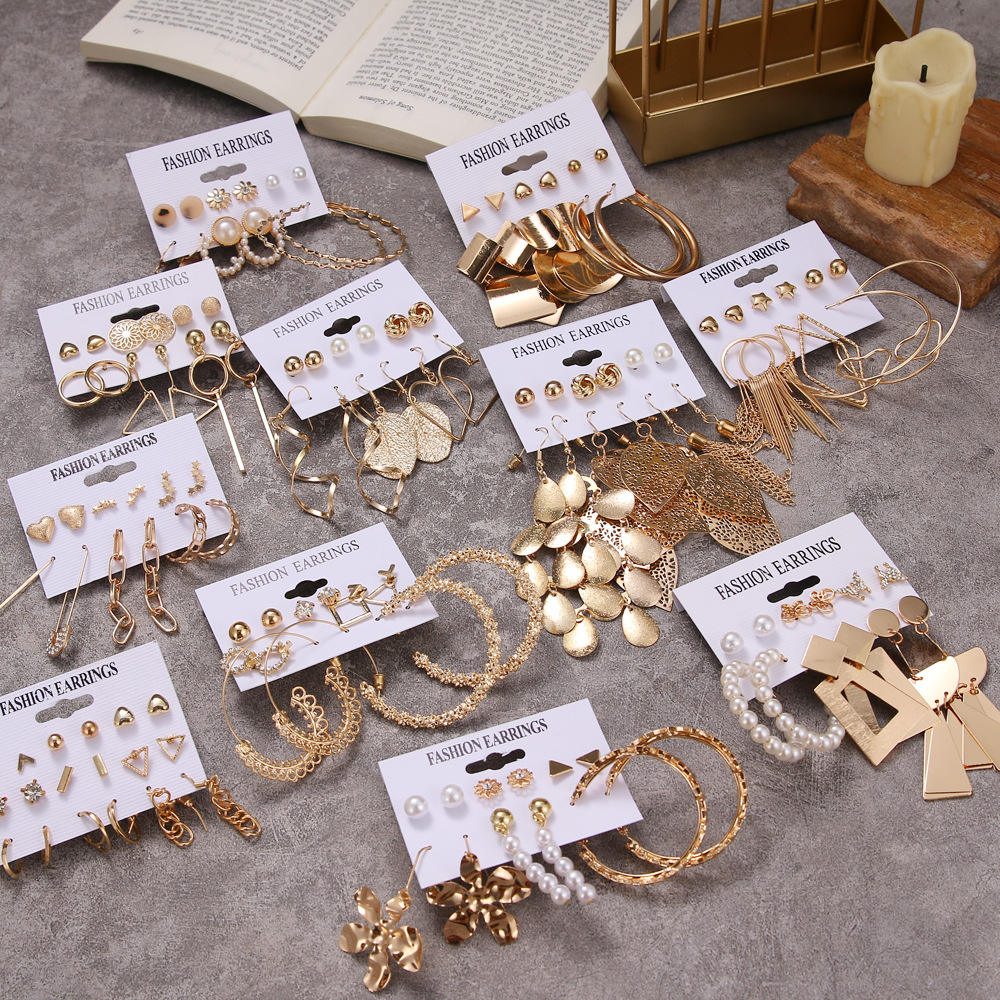 

Women's Hoop Earrings Korean Stud Huggie for Women Vintage Pearl Butterfly Gold Cross Earring Set 2021 Trend Earings Female Jewelry