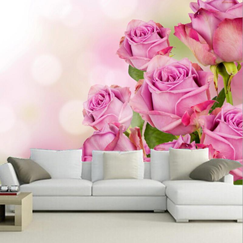 

Wallpapers Custom 3D Murals,beautiful Pink Color Roses Flowers ,living Room Sofa TV Wall Bedroom Background Paper, Embossed