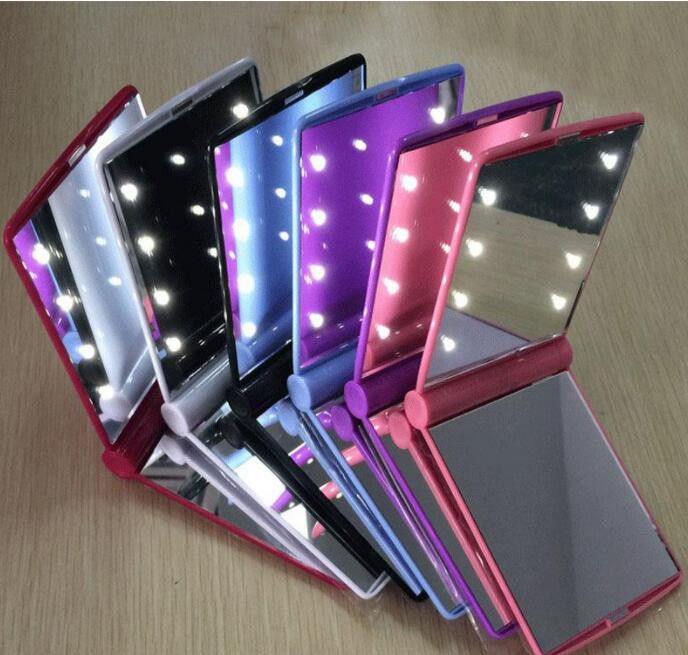 

Lady Makeup Mirror Cosmetic 8 LED Folding Portable Travel Compact Pocket Lights Lamp2021pop Universal for all