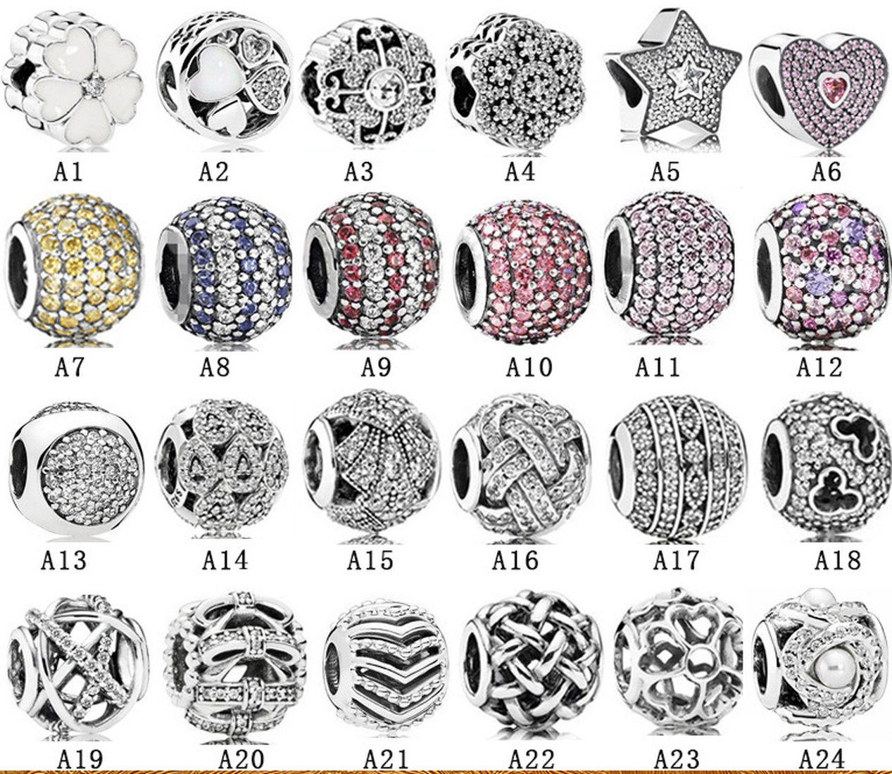 

Designer Jewelry 925 Silver Bracelet Charm Bead fit Pandora hollow Galaxy four-leaf clover fixed Slide Bracelets Beads European Style Charms, Bronze;silver