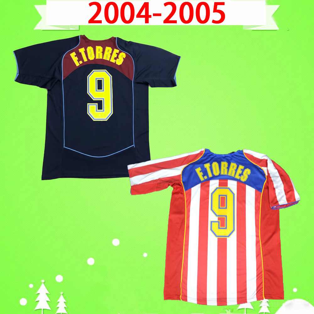 

#9 F.TORRES 2004 2005 Retro Soccer Jerseys HOME RED WHITE 04 05 vintage Camiseta de futbol classic commemorate football shirt away blue, 2004 2005 home