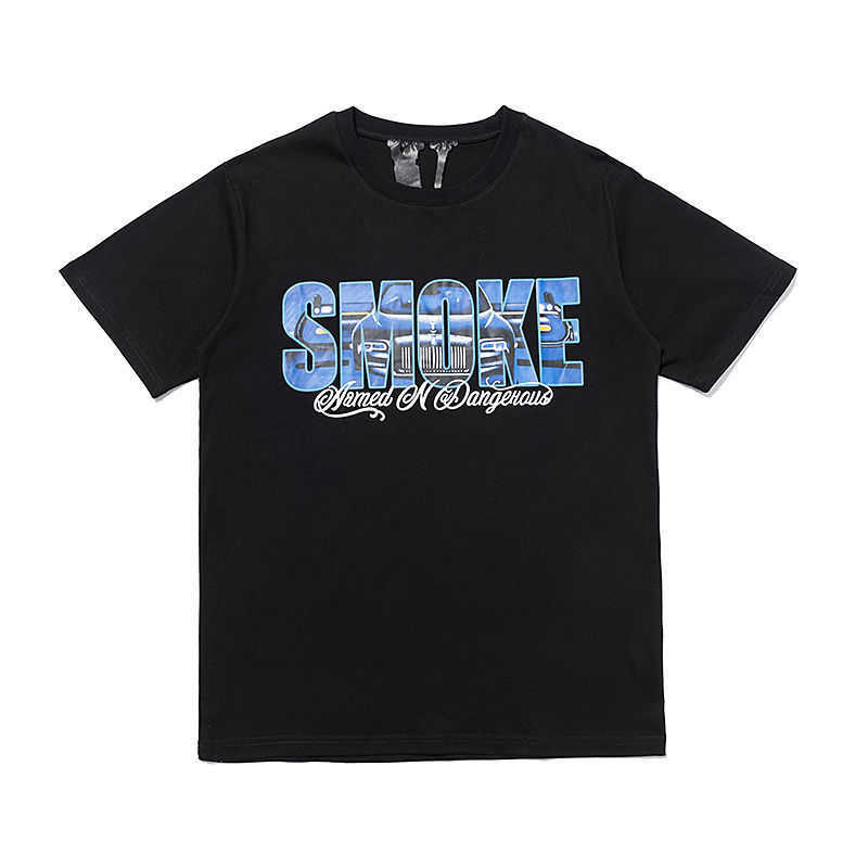 

vlones short sleeve T-shirt summer new tee youth fashion brand big V print loose top pure cotton fashion thin tees, Black 1