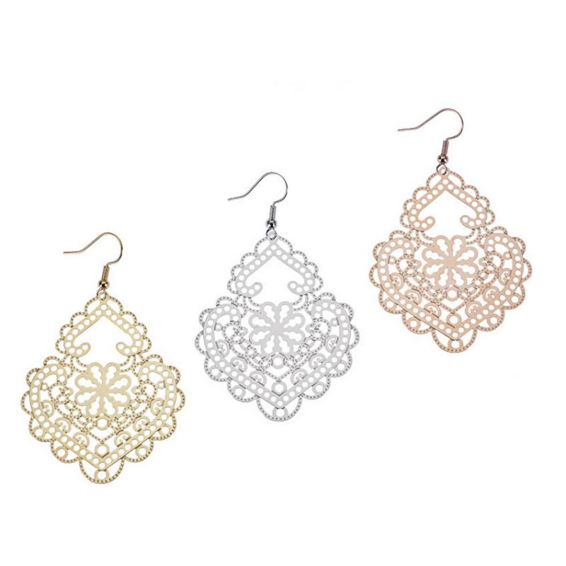 

Dangle & Chandelier Elegant Gold Filigree Teardrop Earrings For Women 2021 Simple Boutique Jewelry High Quality Gifts Her