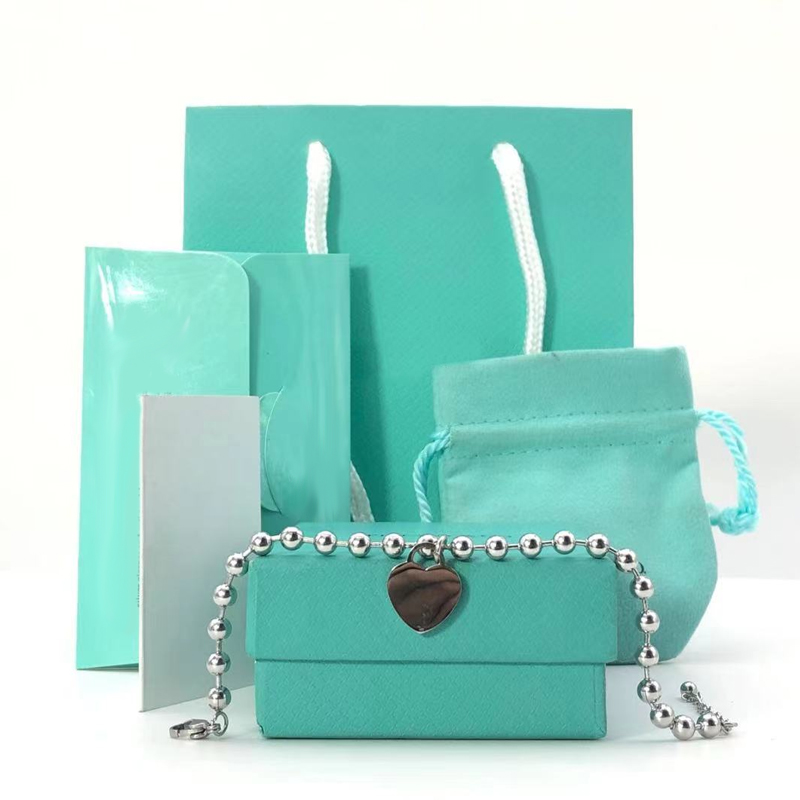 

Heart Bracelets women Strands A set of packaging Stainless Steel Round Beaded Bracelet Chains on Hand Couple Fashion Jewelry Wholesale Accessories, Black