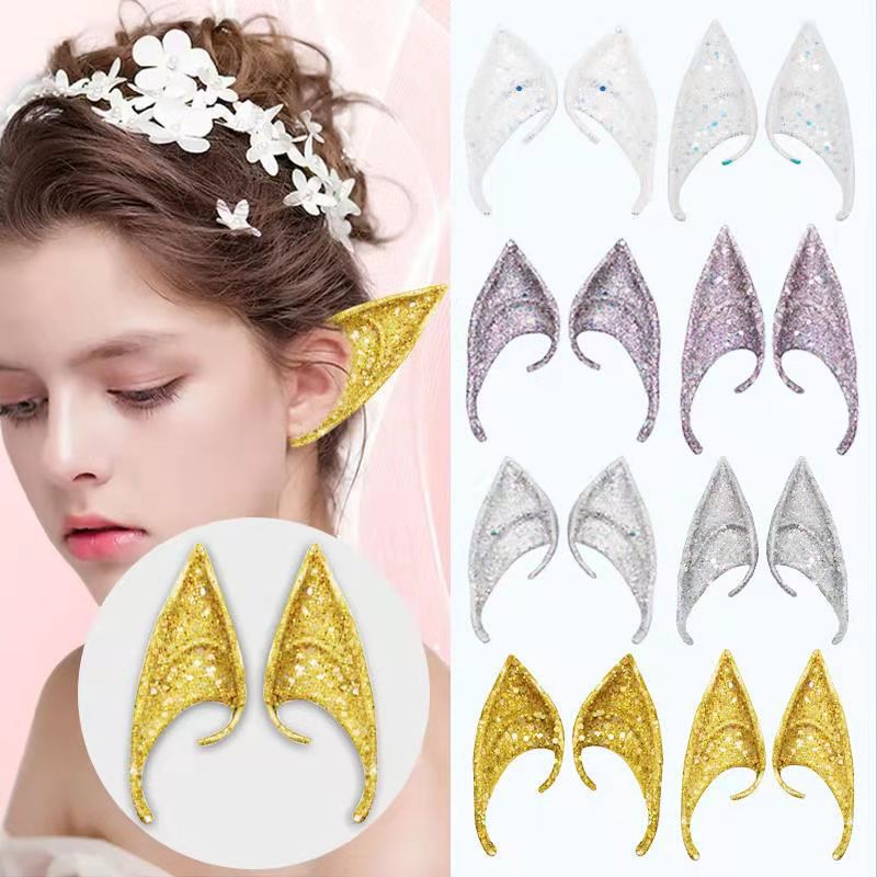 

Mysterious Angel Elf Ear Cosplay Party Accessories Halloween Funny Props Latex Soft Pointed False Ears Deco Adult Kids Emulation Toys Bling wzg TL0451