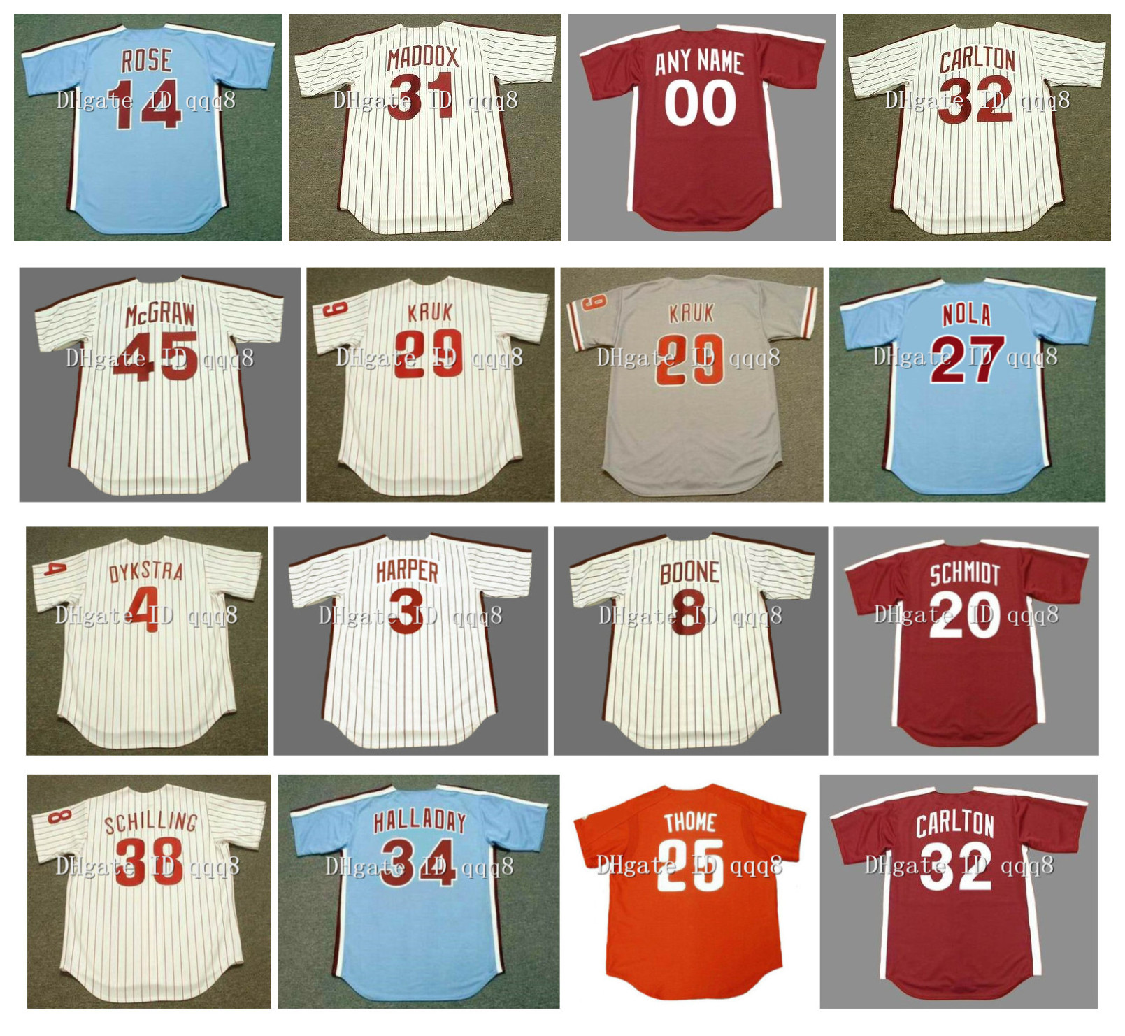 

Throwback PETE ROSE Philadelphia Baseball Jersey Phillie JUAN SAMUEL Steve Carlton JOHN KRUK DARREN DAULTON ROY HALLADAY TUG McGRAW CHASE UTLEY BOB UECKER NOLA, As pic