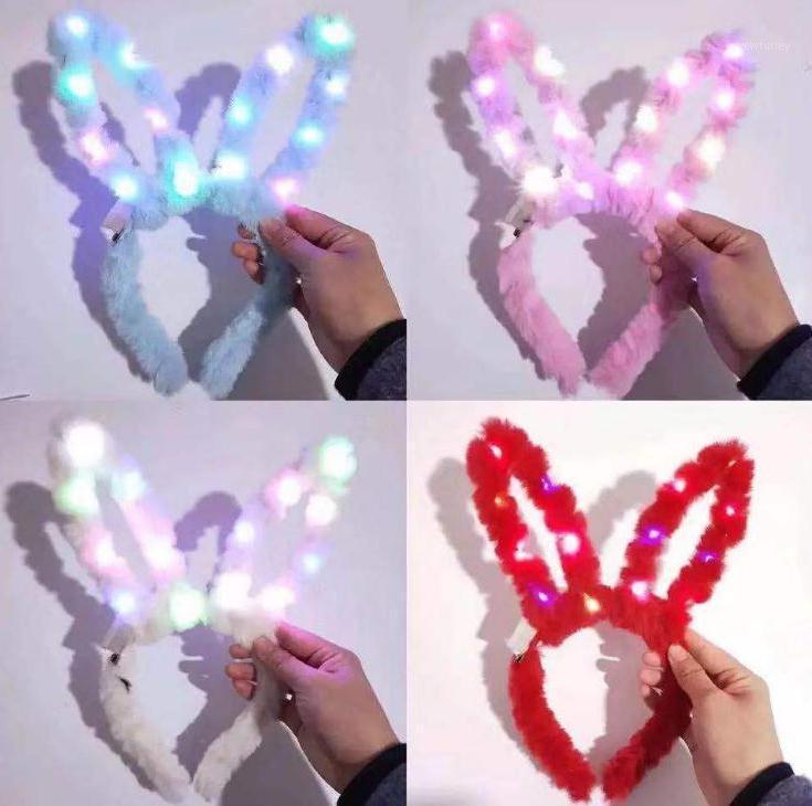 

Party Decoration Led Flashing Plush Ears Headband Women Girls Light Up Hairband Headwear Glowing Hoop Wedding Decor Wholesale